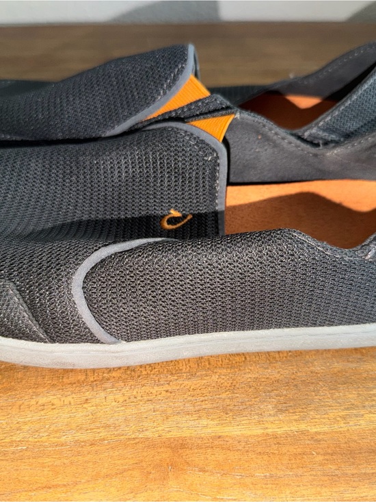 OluKai Black Slip-On Loafers with Orange Insole main image 6